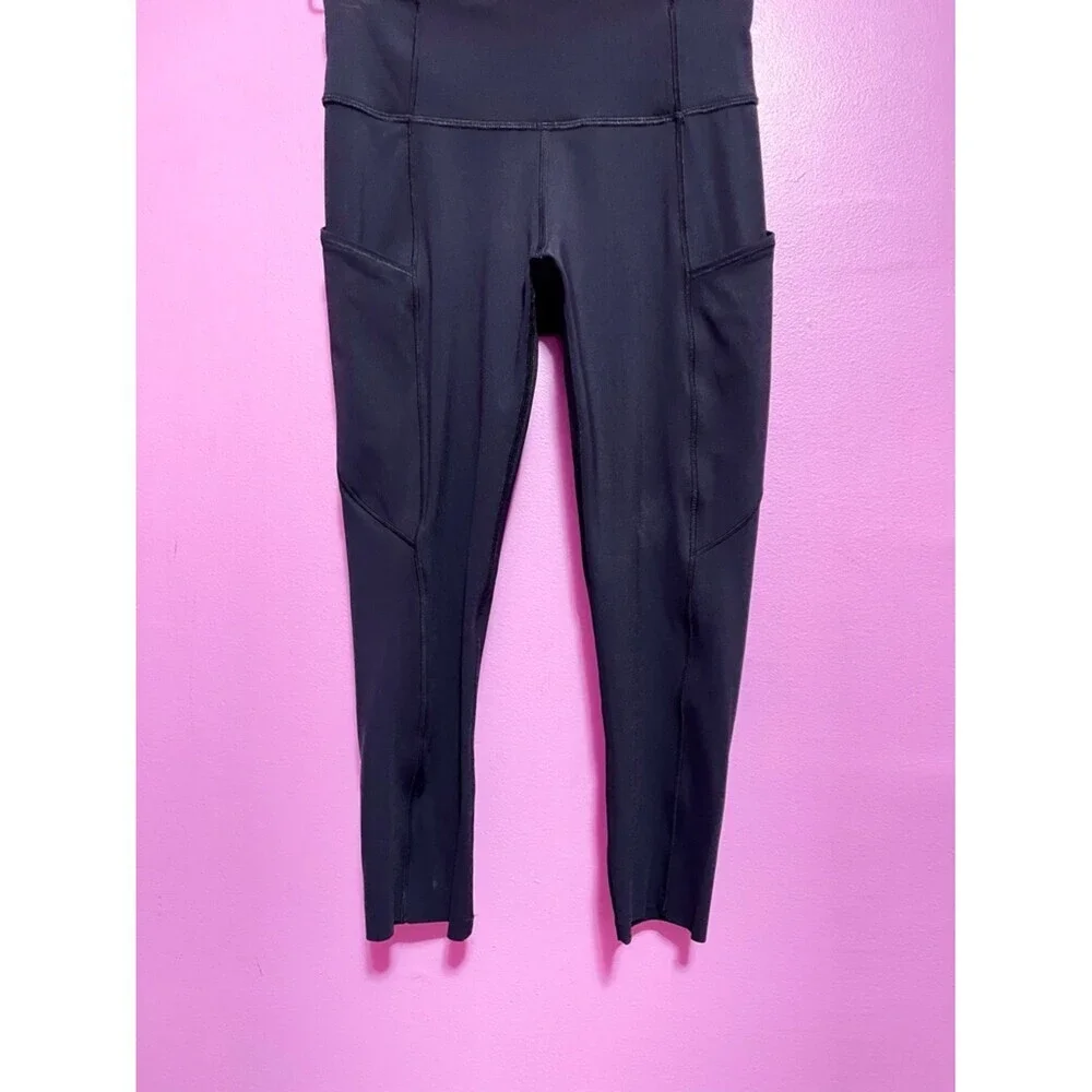 Lululemon Fast & Free Crop Leggings Size 4 US Black Nulux Running 19” Inseam